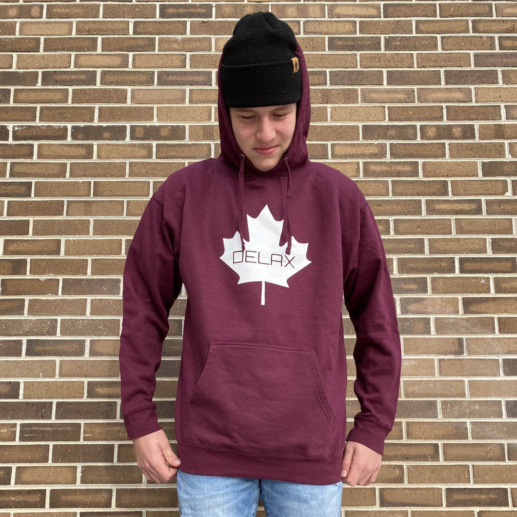 Large Maple Delax Hoodie - Maroon & White